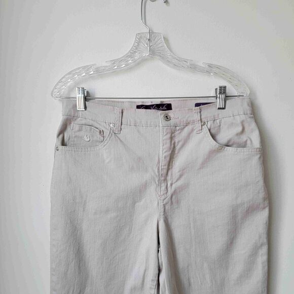Gloria Vanderbilt Amanda Cream 5 Pocket Button Closure Belt Loop Pants Size 10 - Picture 2 of 7